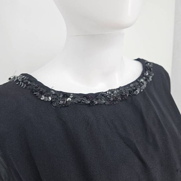 Vintage 80's Gothic Midi Dress Black S - Picture 4 of 9